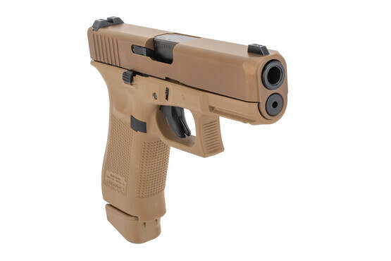 Glock 19X Gen 5 9mm handgun features factory Glock night sights.
